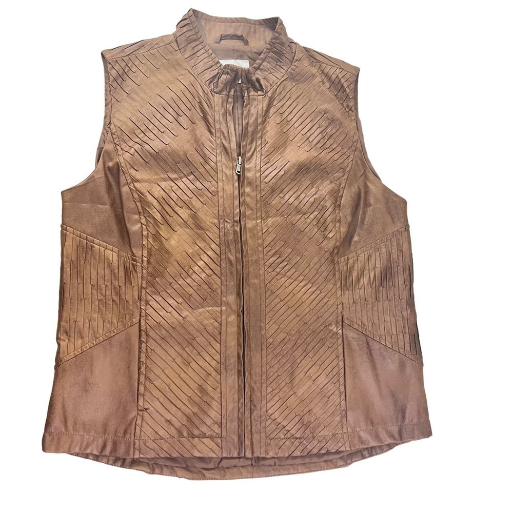 Patchington Brown Faux Suede Vest Large